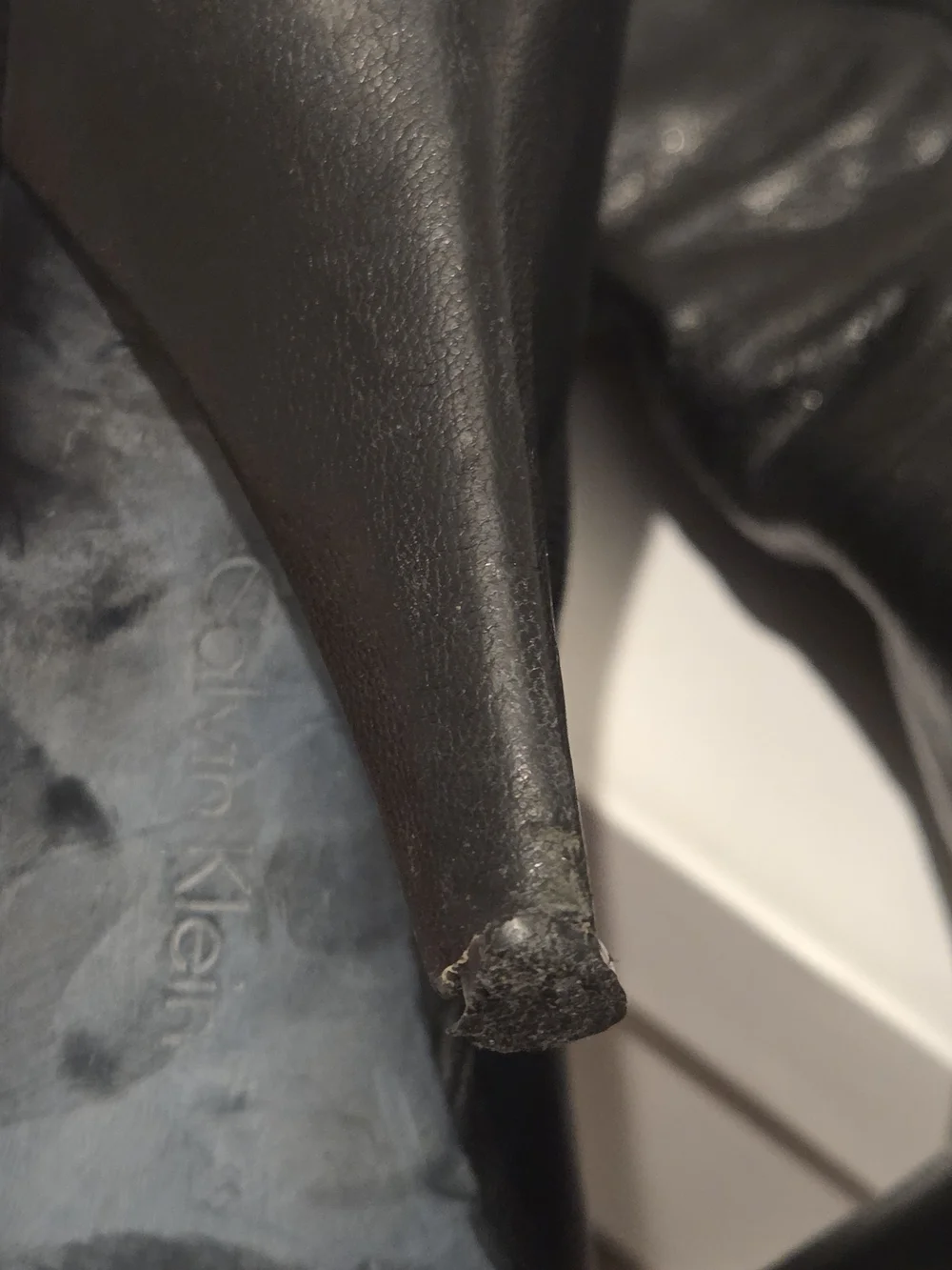 Calvin Klein Black Leather Knee-High Heeled Boots Size 7.5